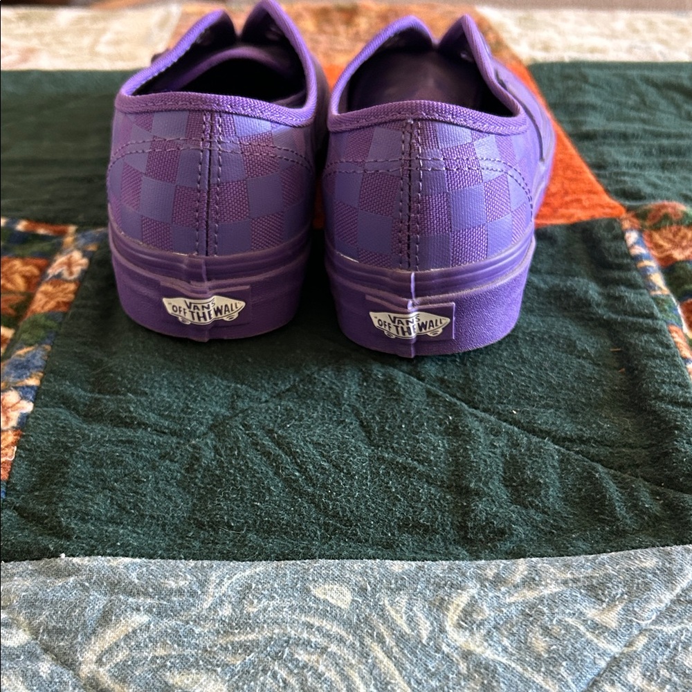 Vans Purple Checkerboard Slip-On Style Sneakers - Picture 5 of 7